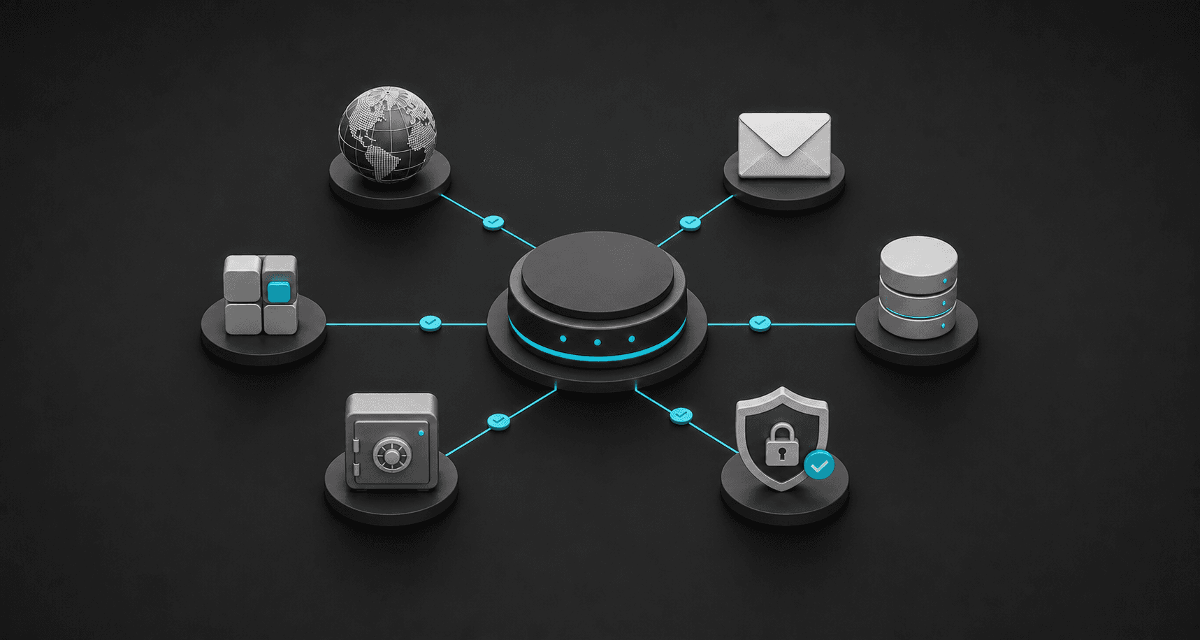 A central hosting control hub coordinating protected services and recovery resources